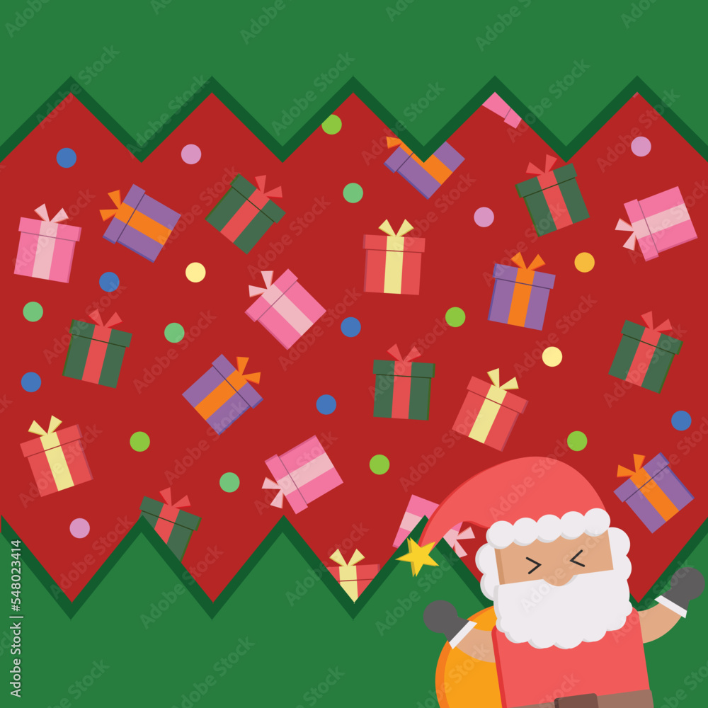 Christmas day red green triangle background vector joyful love group of gift box , santa claus face for shopping online banner decoration for christmas day santa claus gift box design illustration. Christmas day red green triangle background vector joyful love group of gift box , santa claus face for shopping online banner decoration for christmas day santa claus gift box design illustration.