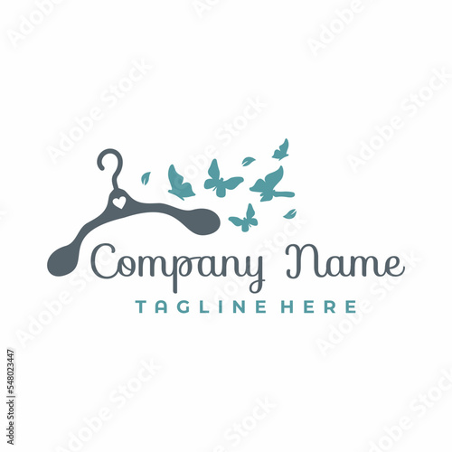 Fashion Hanger Butterfly Logo Design