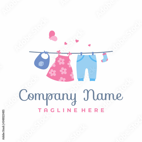 children's clothes on the clothesline logo design
