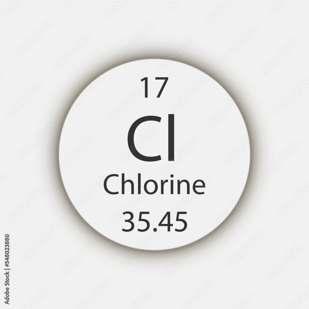Chlorine symbol. Chemical element of the periodic table. Vector illustration.