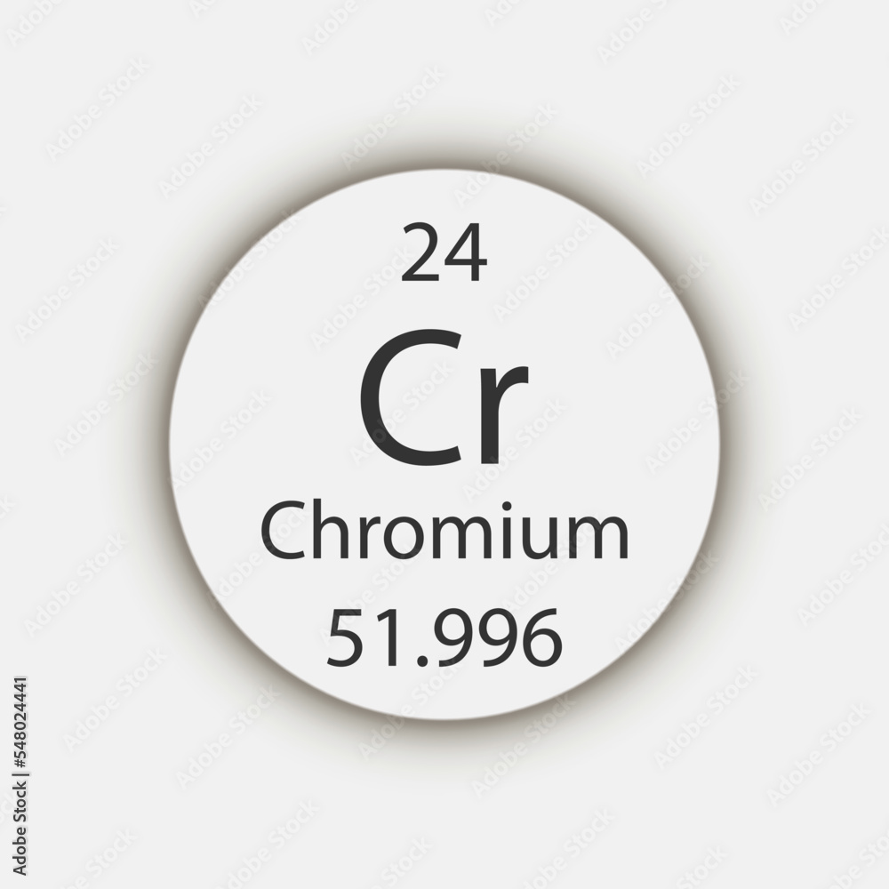 Chromium symbol. Chemical element of the periodic table. Vector illustration. Chromium symbol. Chemical element of the periodic table. Vector illustration.
