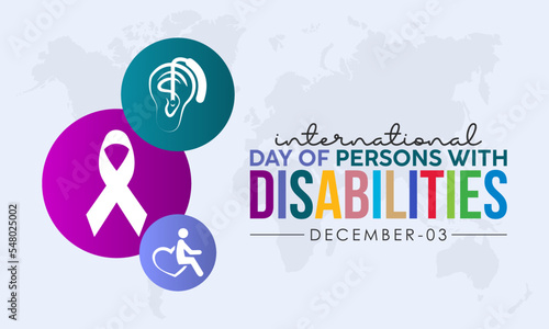 Vector illustration design concept of International Day of People or Person with Disabilities observed on December 3