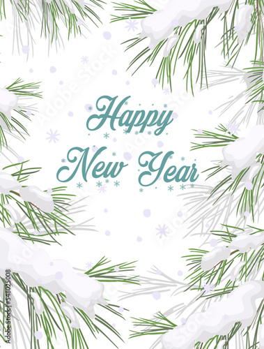 Winter forest . Christmas tree. Winter branch. Vector