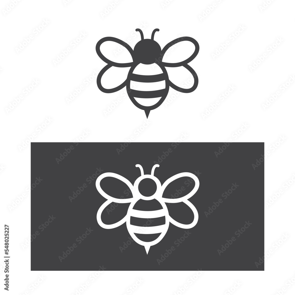 A bee with two wings, icon. A bee with two wings, icon.