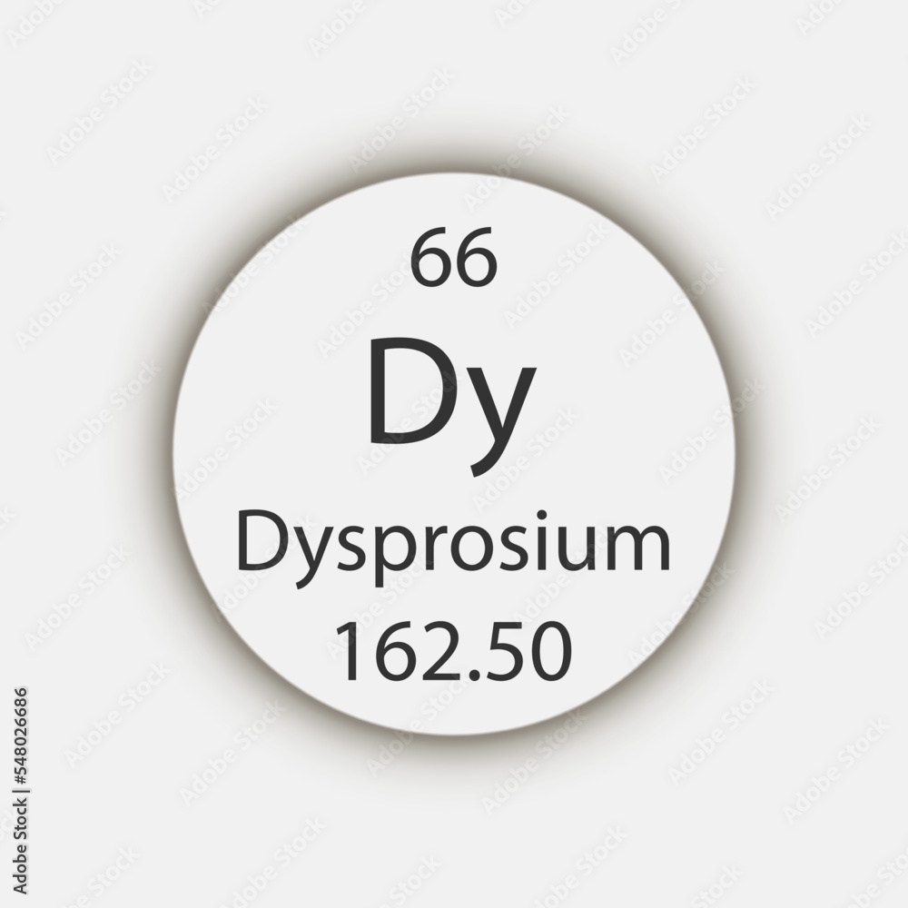 Dysprosium symbol. Chemical element of the periodic table. Vector illustration. Dysprosium symbol. Chemical element of the periodic table. Vector illustration.