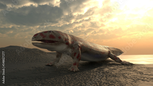 Prehistoric amphibian reptile photo