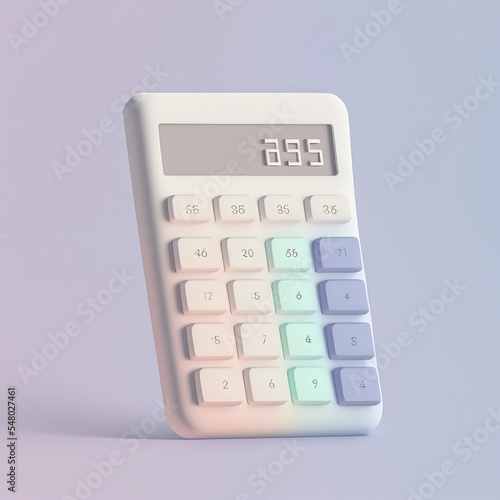 Big calculator for calculations Isolated on white background. Cartoon mimal soft style. 3d illustration photo