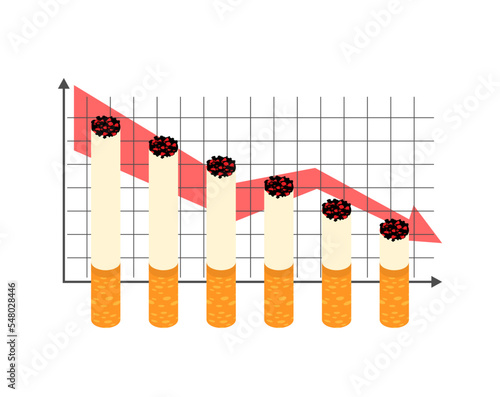 Graph smoking. Cigarettes of various sizes. Concept for healthcare infographic.