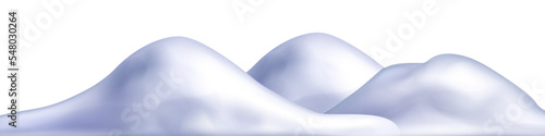 Snowdrifts isolated on png background. Snow landscape decoration, frozen hills. Empty snowbanks field