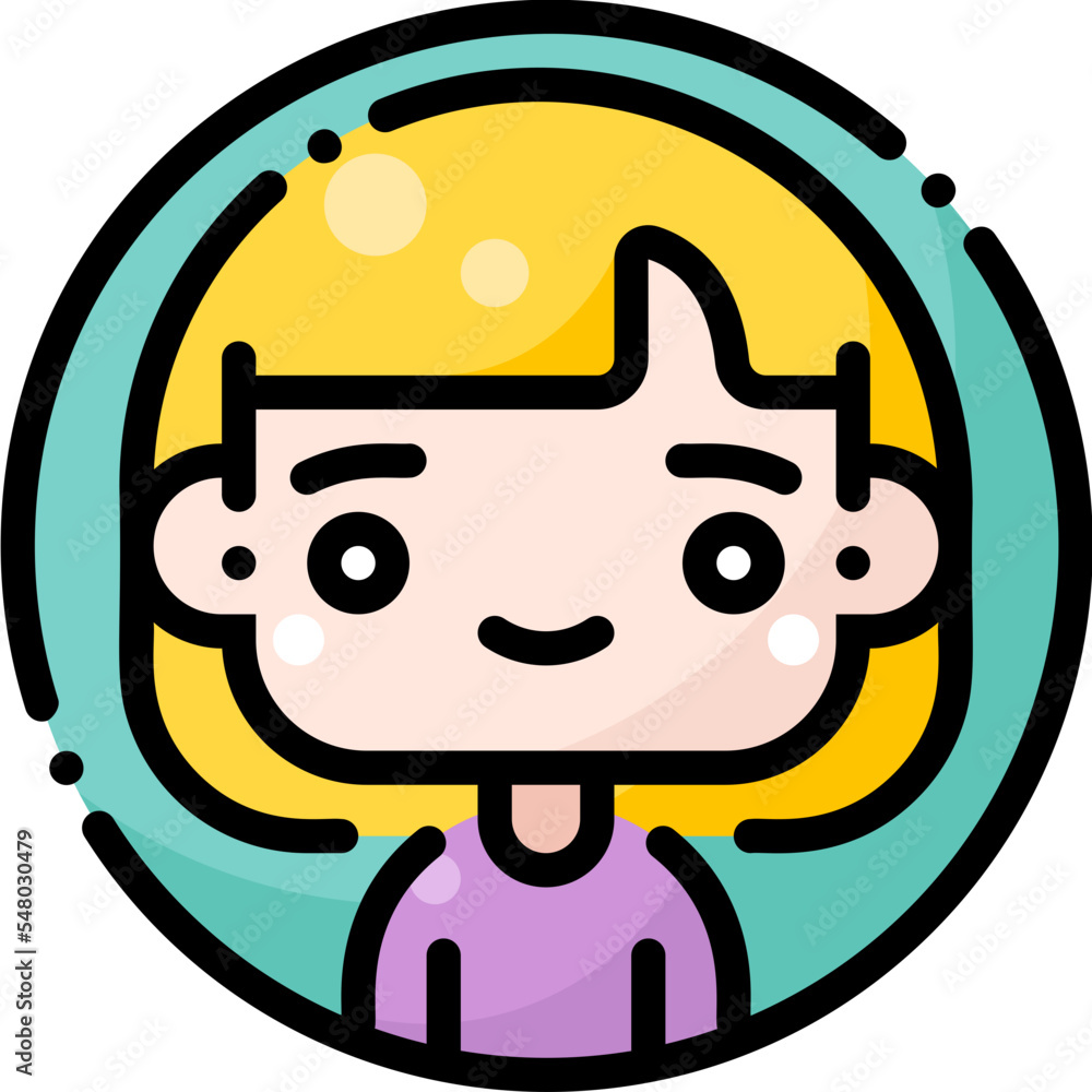 Female avatar profile filled color line icon Female avatar profile filled color line icon