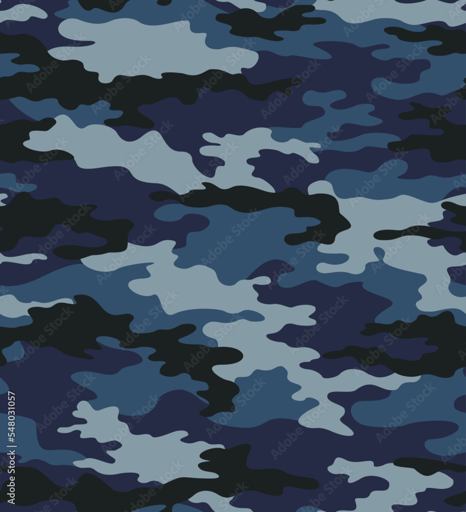 Military blue camouflage army pattern, endless texture, trendy modern background. Ornament
Military blue camouflage army pattern, endless texture, trendy modern background. Ornament