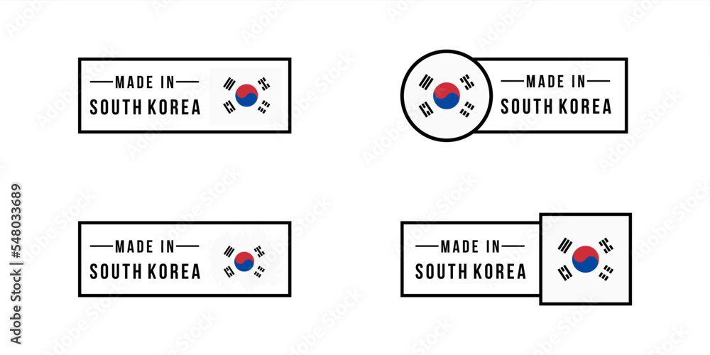 Set of made in South Korea labels, made in South Korea vector sticker ...