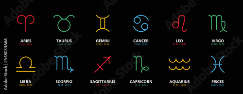 Set of astrological zodiac symbols. horoscope zodiac signs