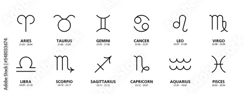 Set of astrological zodiac symbols. horoscope zodiac signs © volyk
