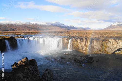 Godafoss Waterfall ( 12m tall and 30m wide) near Akureyri in Northern Iceland