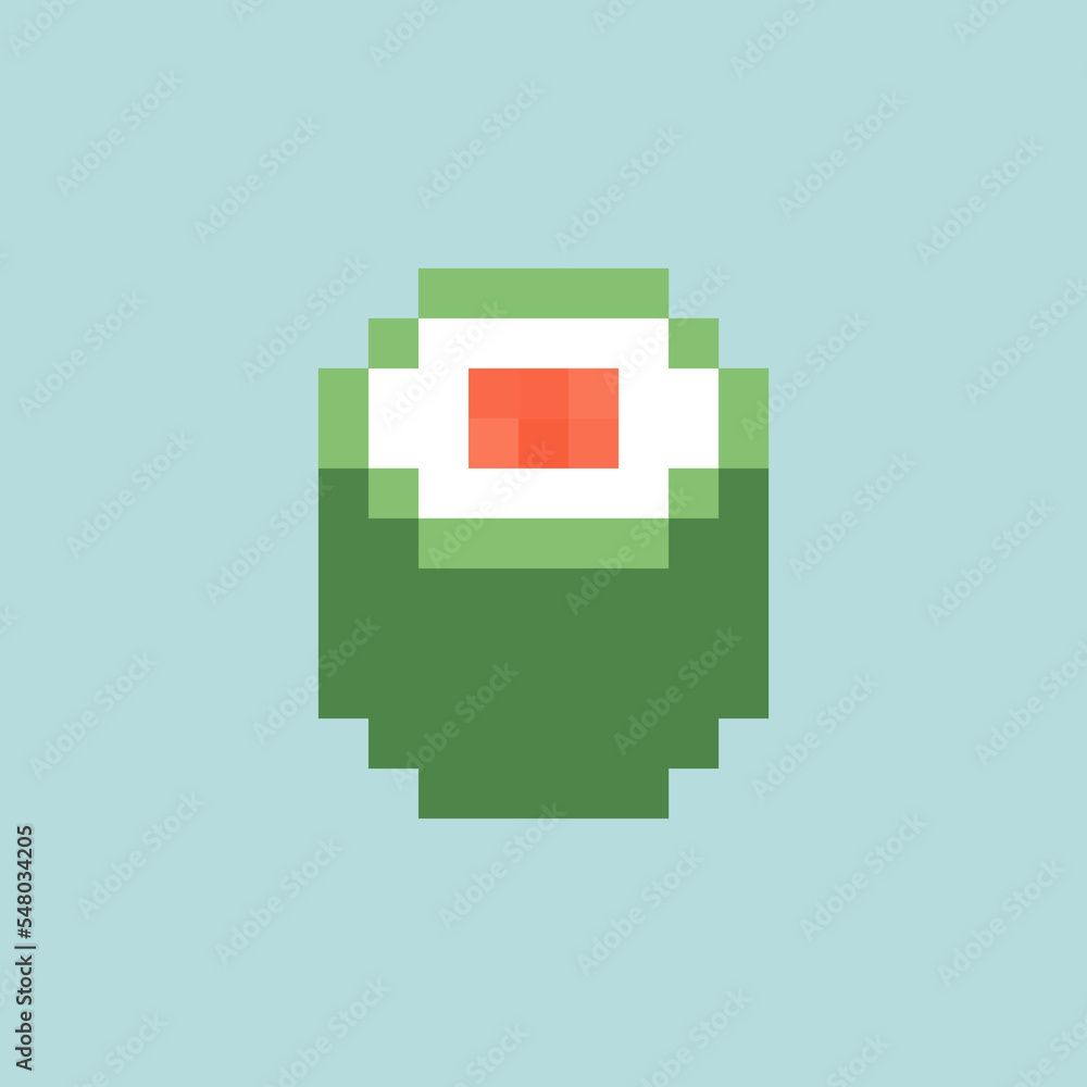 Sushi rolls pixel art isolated. 8 bit Traditional Japanese food. pixelated Vector illustration Sushi rolls pixel art isolated. 8 bit Traditional Japanese food. pixelated Vector illustration