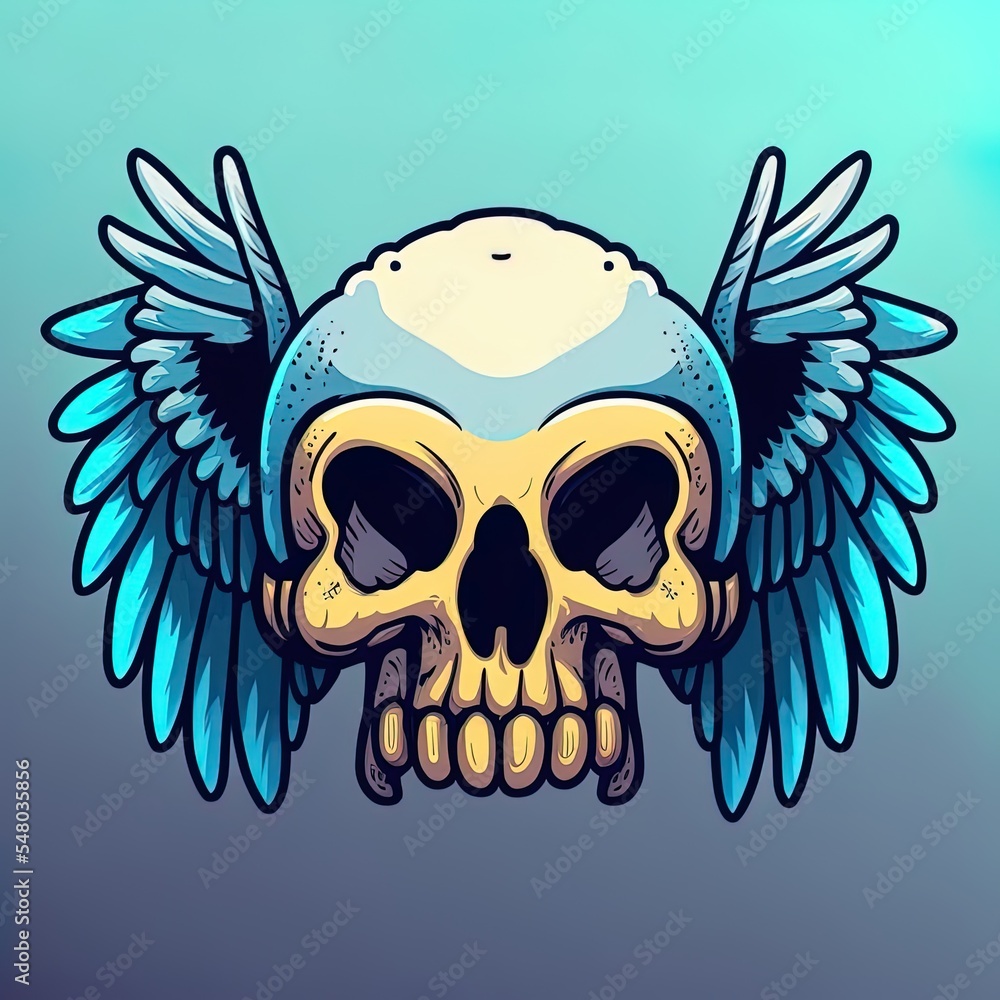 Illustration of skull with wings Illustration of skull with wings