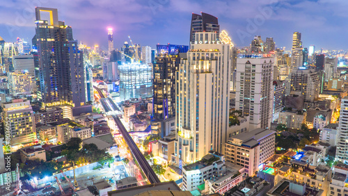 Rooftop view of the Asian metropolis at night - Bangkok. Thailand, Bangkok - 2022, November
