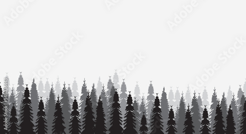 silhouette forest, park pine, spruce design vector isolated