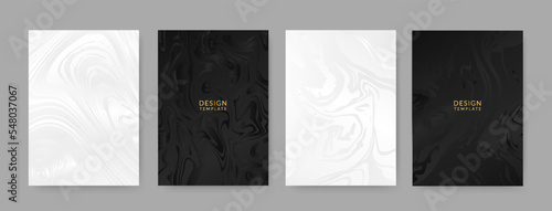 Modern vector cover design set. Prestigious background with abstract silver and black line pattern. Luxury elegant template for design menu, invitation, brochure, flyer layout, presentation.