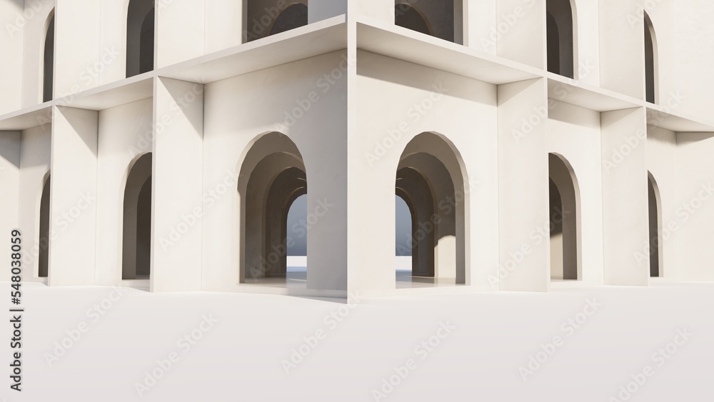 3d rendering architecture background building geometric shape