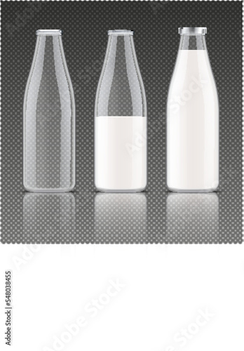 Milk Bottles Transparent Set