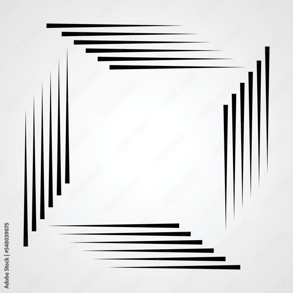 Rectangle Logo with lines.Square unusual icon Design .Black Vector stripes .Geometric shape. Photo border frame - obrazy, fototapety, plakaty 