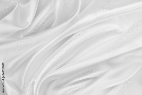 Fényképezés Rippled white silk fabric texture background