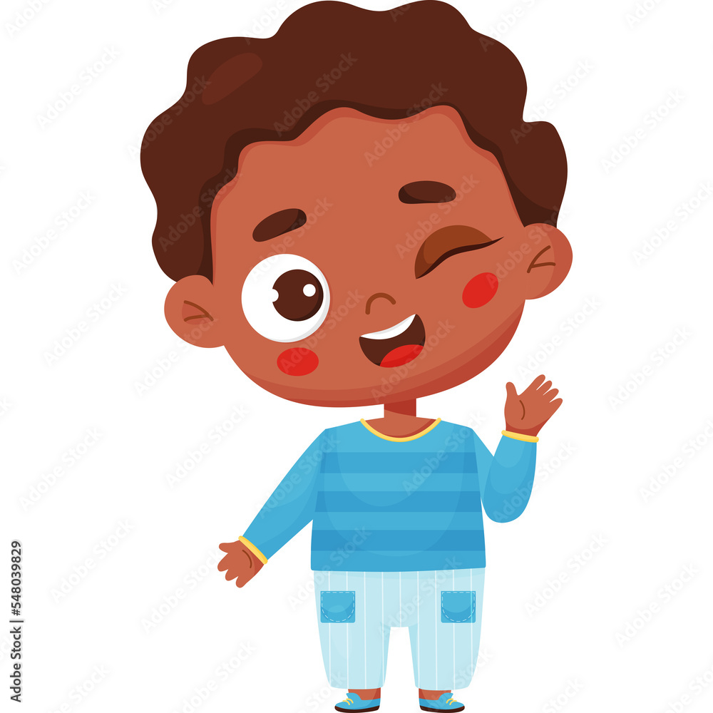 Playful joyful dark-skinned boy winks. emotion Playful joyful dark-skinned boy winks. emotion