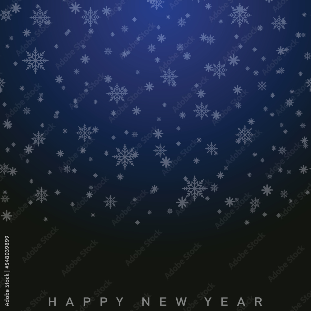 Happy New Year card with falling snowflakes. Vector Happy New Year card with falling snowflakes. Vector