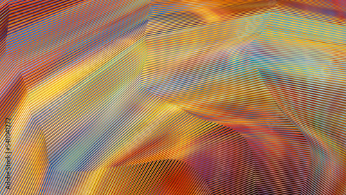 Colorful rainbow metal lines - high tech digital background - abstract 3D illustration