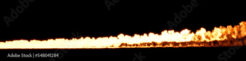 beautiful burning fire line on black, isolated - object 3D rendering