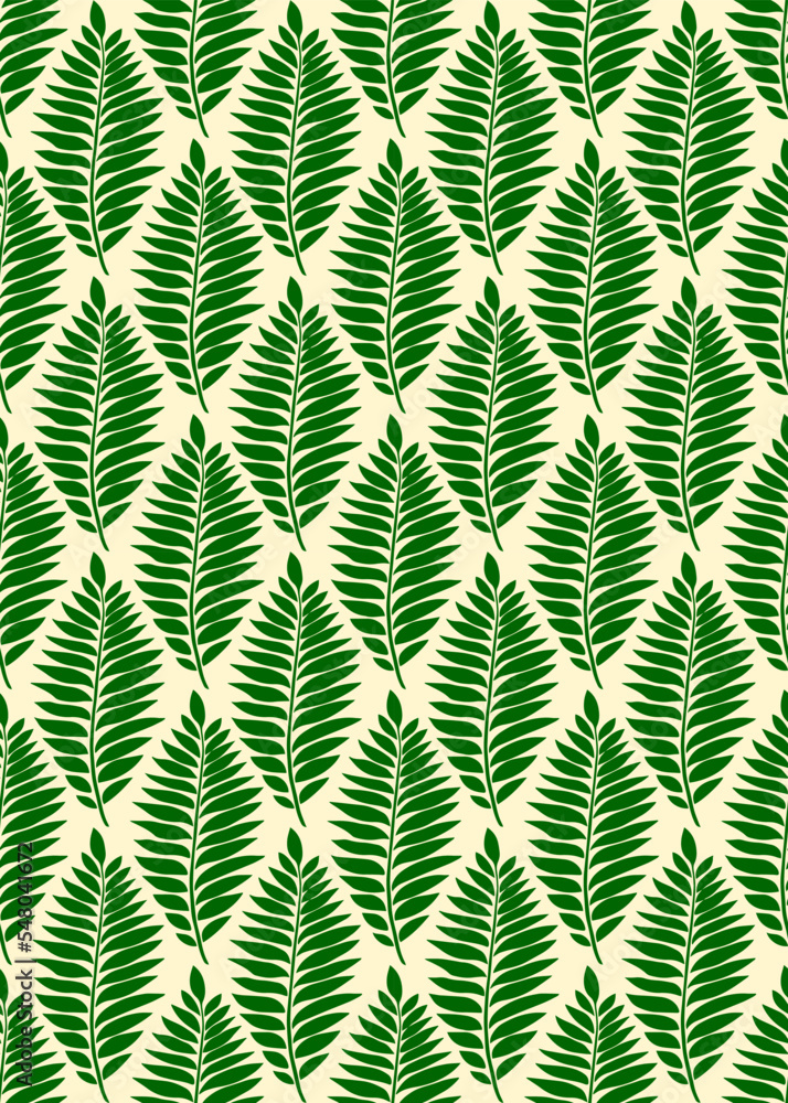 Botanical Leaf Leaves Vector, Seamless Pattern Illustration Background for Fabric Paper Greeting Card Wallpaper Book Cover
