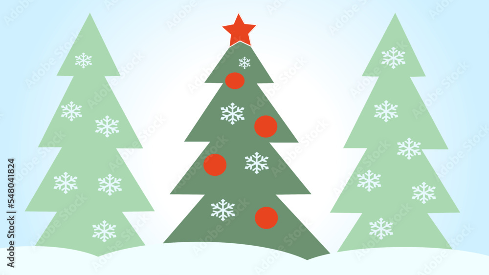 Christmas tree and snowflakes in the black background Christmas tree and snowflakes in the black background