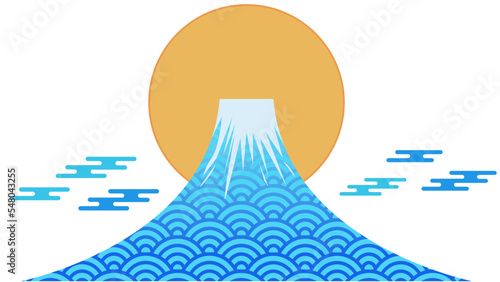 富士山と太陽の和柄背景素材