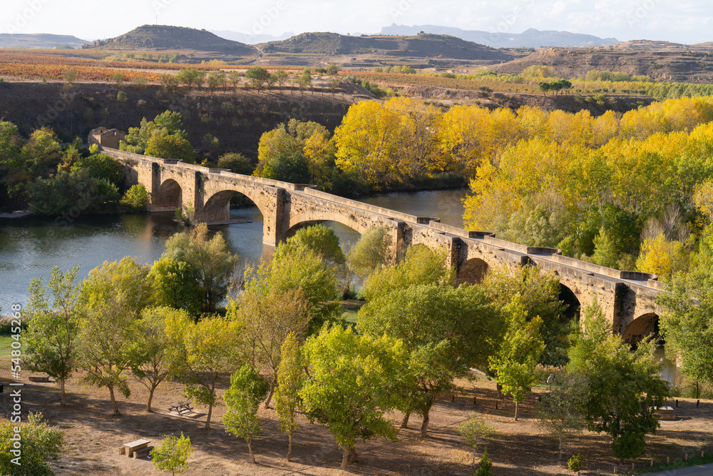 San Vicente de la Sonsierra medieval bridge in La Rioja Province, Spain