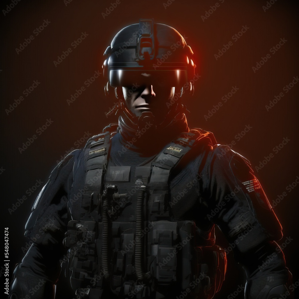 Marine soldier with helmet and full tactical gear. Isolated on black background. Marine soldier with helmet and full tactical gear. Isolated on black background.