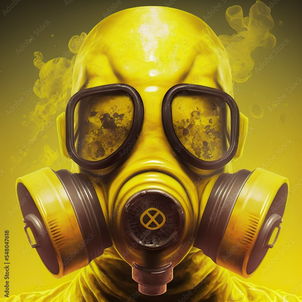 vulkansk Med det samme Datter Epic yellow gas mask portrait with toxic smoke Stock Illustration | Adobe  Stock