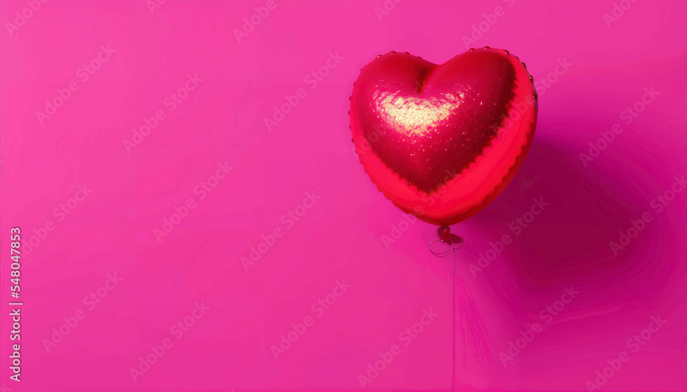 Fototapeta premium Beautiful lonely valentine red heart ballon
