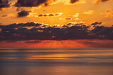 Dramatic Colorful Sunrise Sky over Mediterranean Sea. Abstract Red Sky. Cloudscape Nature Background.