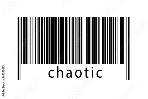 Barcode on white background with inscription chaotic below
