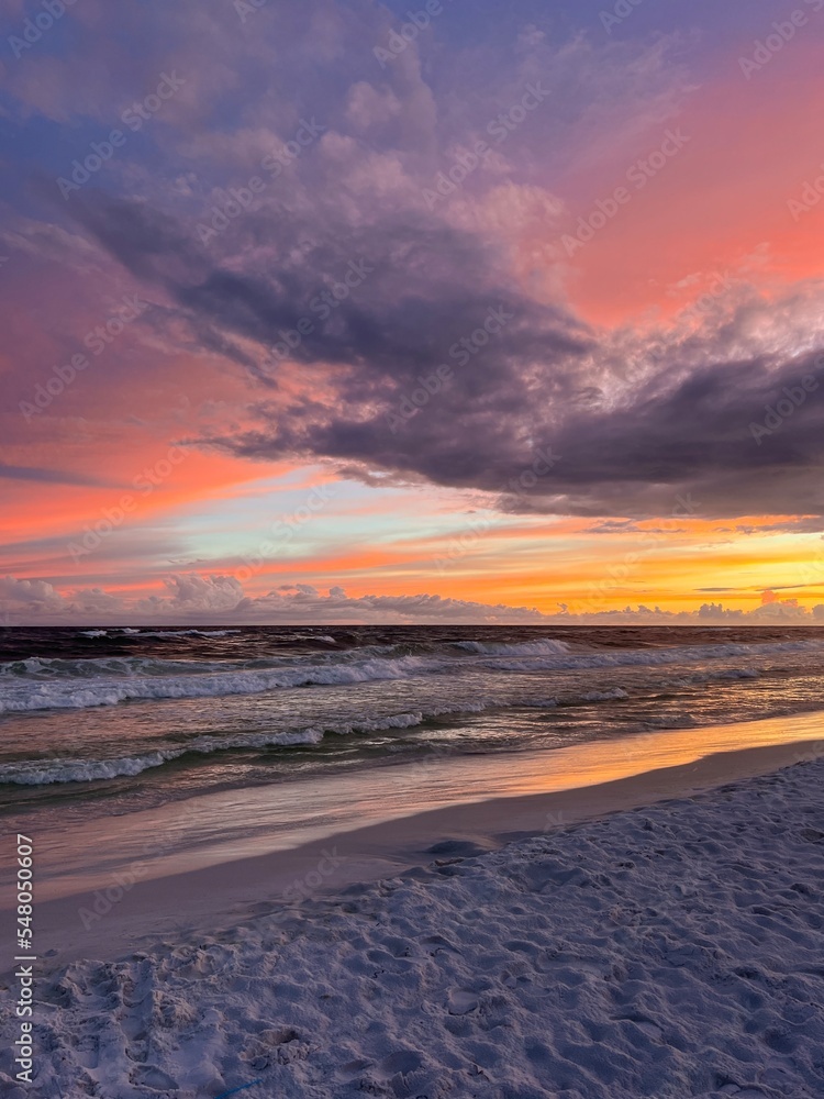 Colorful Florida Emerald Coast beach sunset 