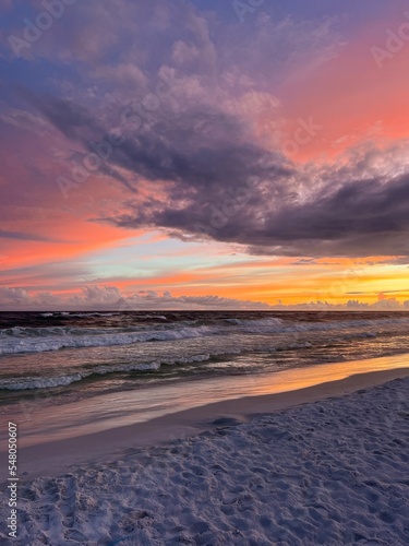 Colorful Florida Emerald Coast beach sunset 