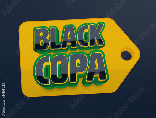 Selo 3d Black Copa para campanhas de Black Friday e Copa do mundo no Brasil em vetor
