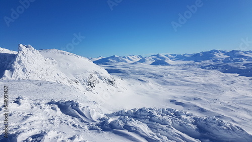 View over snowy swedish mountains in Riksgränsen, Lappland. © Mathias