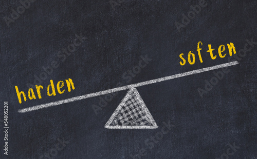 Fotografie Chalk drawing of scales with words harden and soften