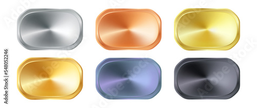 Vector set golden, bronze, silver and different web luxury award banners. Vector premium web metallic banners or buttons. Metal banner.