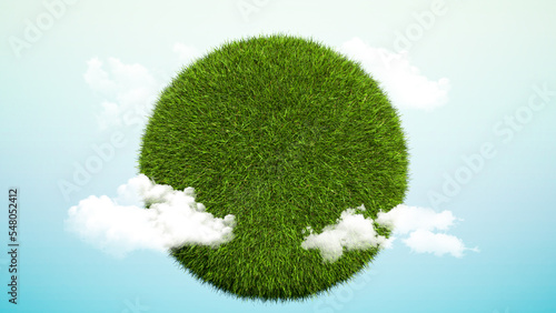 Green Planet in the clear blue sky
Detailed grass