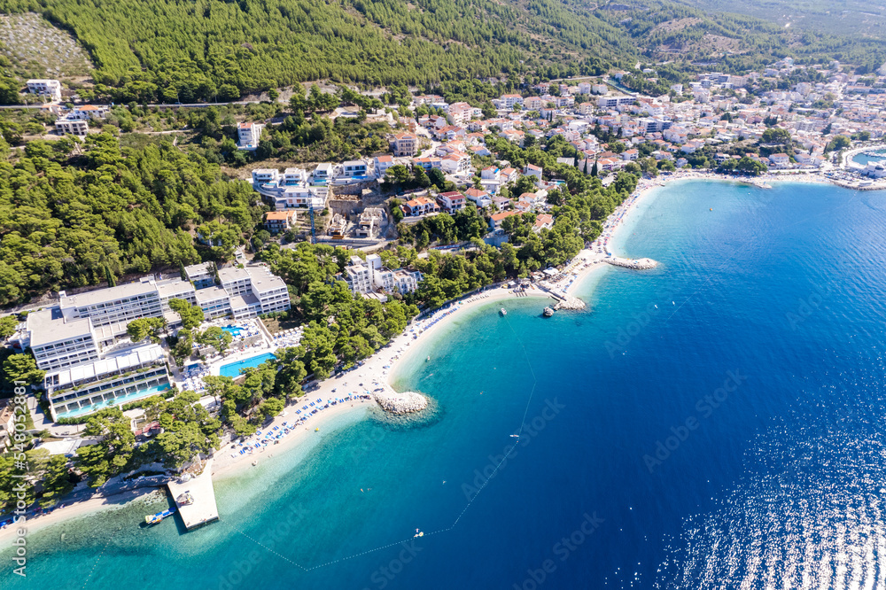 Aerial view of Baska Voda insummer, Croatia
