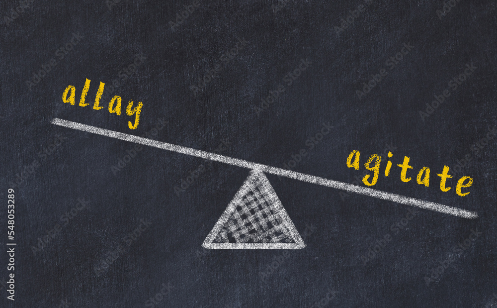 Αυτοκόλλητο Chalk drawing of scales with words allay and agitate